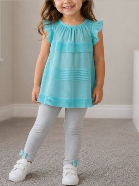 First Impressions Baby/Toddler Aqua Blue Ruffle Pleated Tank Top and Leggings